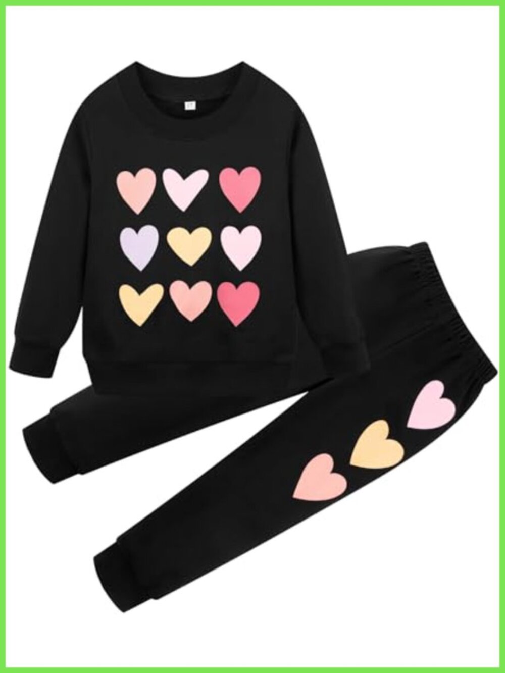Girls 2 Piece Sweatshirt & Leggings Outfit Set Heart Print Toddler